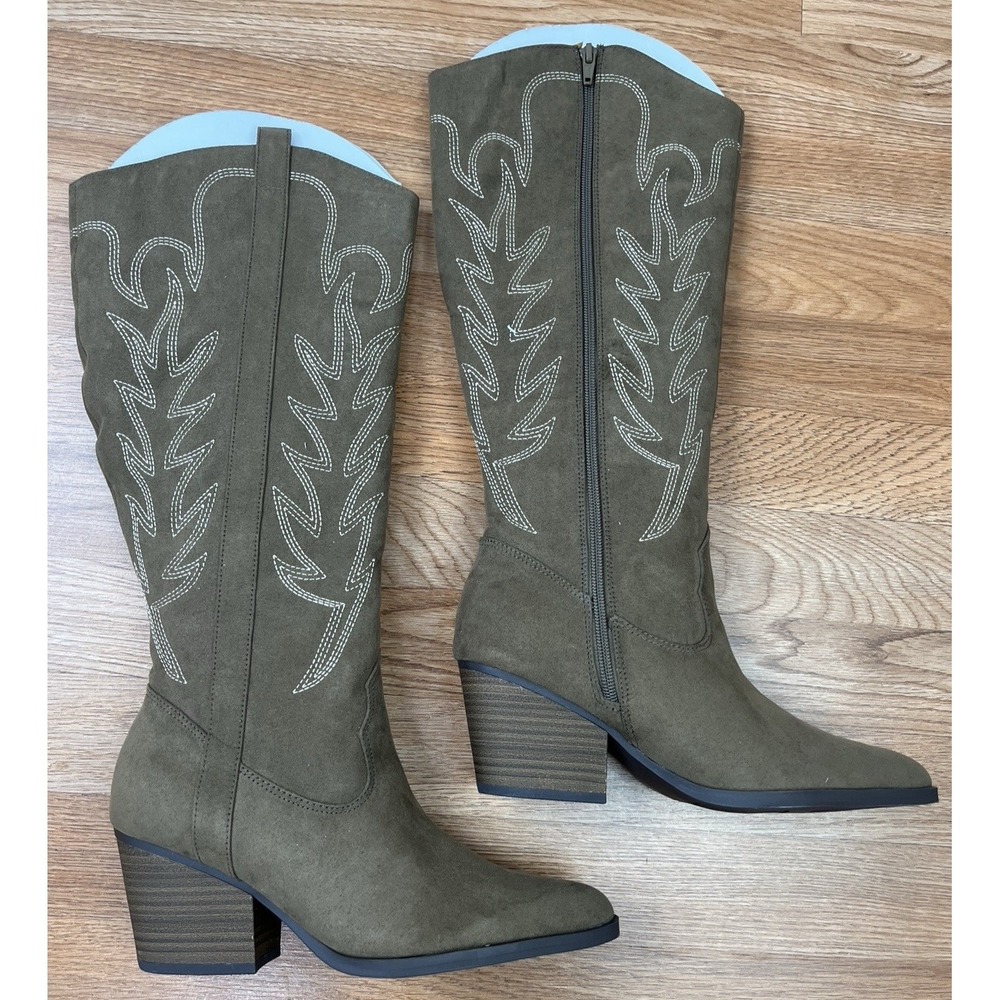 Lauren Conrad Nadilynn Brown Western Boots Women's Size 8 Zip Close NEW